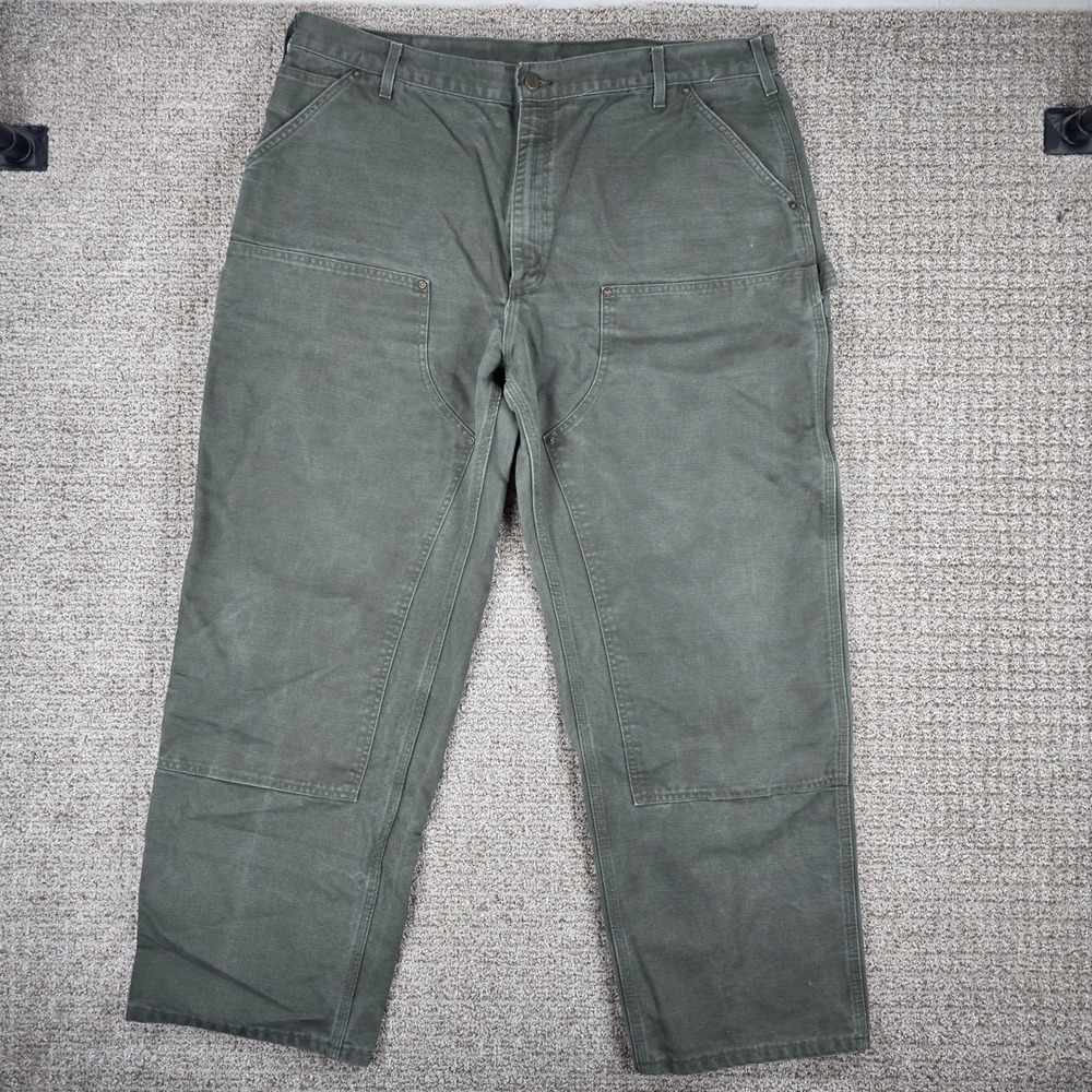 Carhartt B136 MOS Double Knee Dungaree Fit Work Pants Moss Green 42x32 USA Made